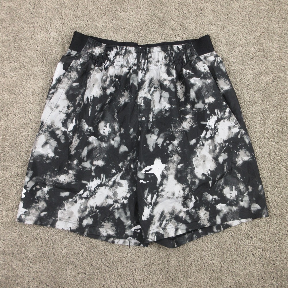 Under Armour Shorts Mens medium Black Gray Camouflage Performance Running Gym 8"